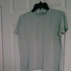 Light Sage Green Short Sleeve Sweater Blouse. Size Small. By: Kevo Collection